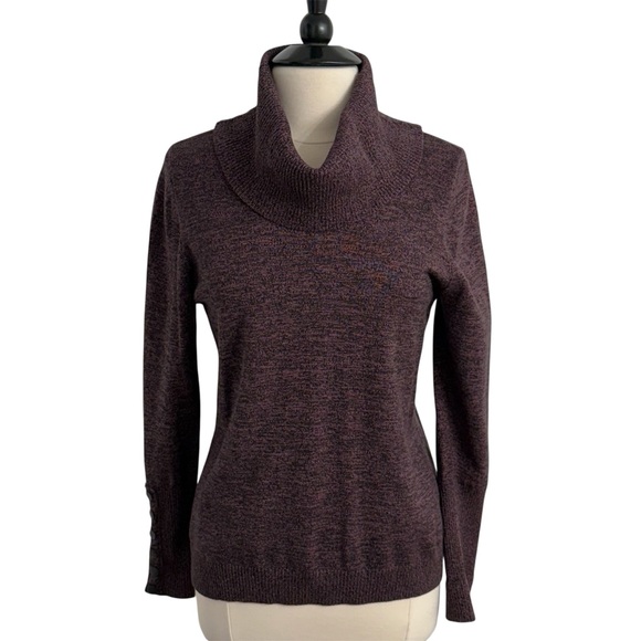 Roz & Ali Women's Long Sleeve w/ 6 Button Detail, Cowl Neck Sweater, Brown, Sz L - Picture 1 of 8